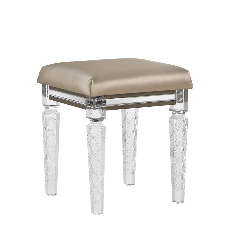 Skylar PU & Dark Champagne Vanity Stool - Ornate Home