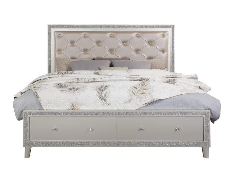 Sliverfluff Eastern King Bed w/ Storage Drawers & LED - Ornate Home