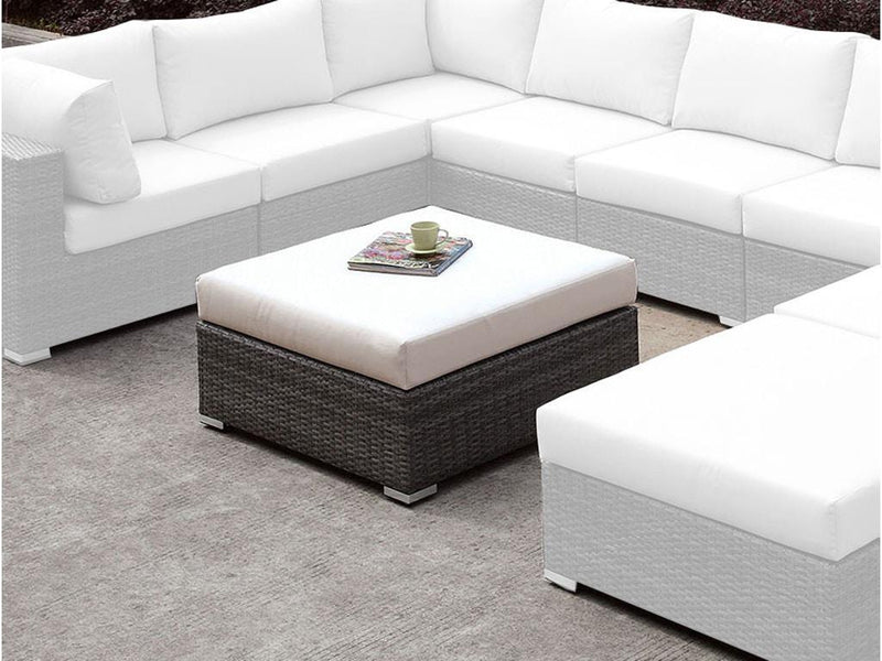 Somani - Ivory & Light Gray -  Outdoor Large U Shape Sectional w/ Ottoman - Ornate Home