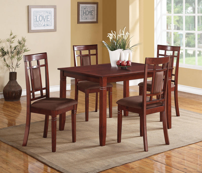 Sonata Cherry & Chocolate Microfiber Dining Set (5Pc Pk) - Ornate Home