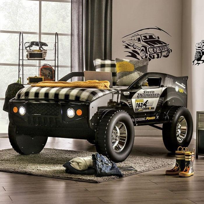 Speed Jump - Black Off-Road - Twin Car Bed w/ LED Headlights - Ornate Home