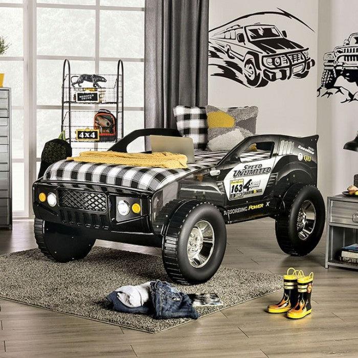 Speed Jump - Black Off-Road - Twin Car Bed w/ LED Headlights - Ornate Home