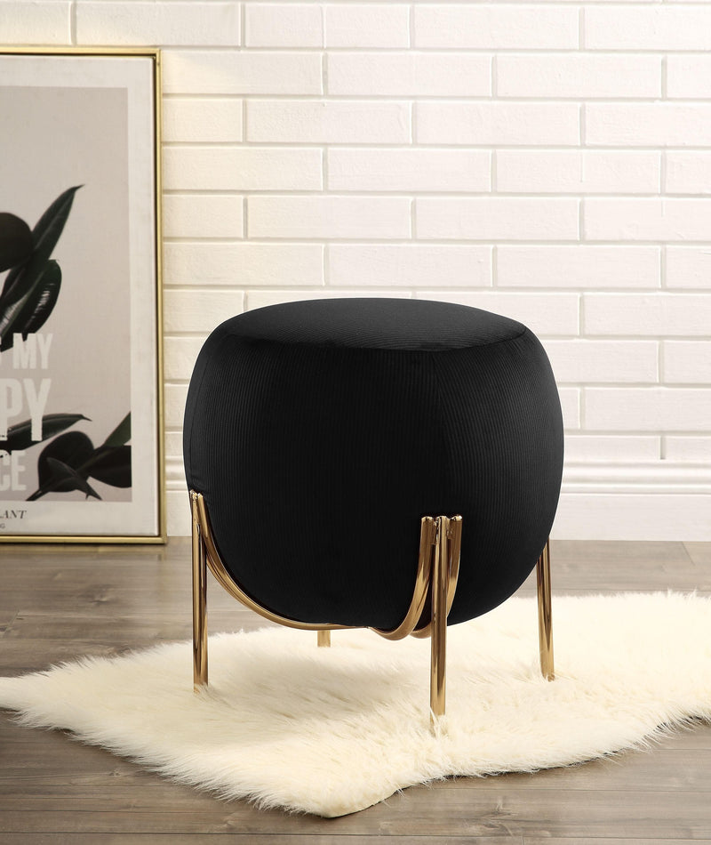 Spraxis Black Corduroy Ottoman - Ornate Home