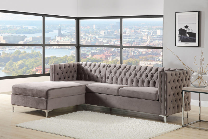 Sullivan Gray Velvet Sectional Sofa - Ornate Home