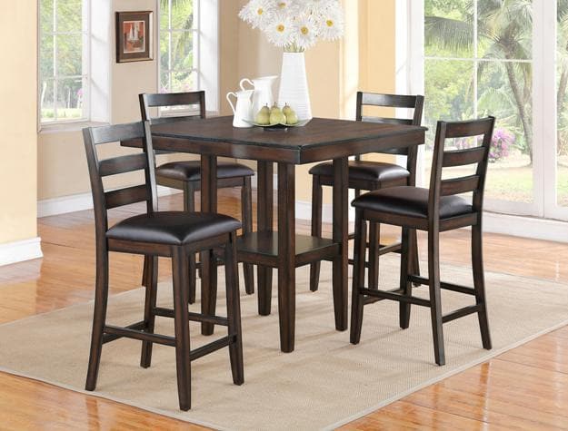 Tahoe Brown 5-Piece Counter Height Dining Set - Ornate Home