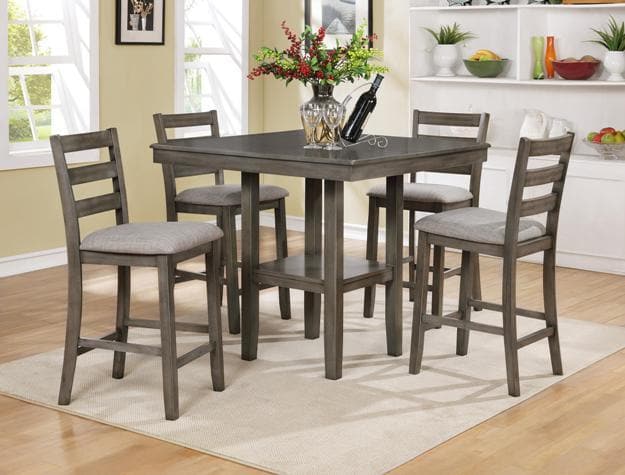 Tahoe Gray 5-Piece Counter Height Dining Set - Ornate Home