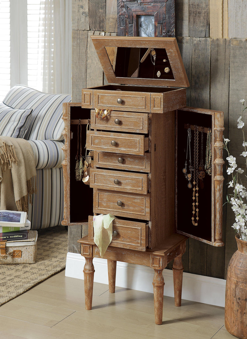 Taline Weathered Oak Jewelry Armoire - Ornate Home