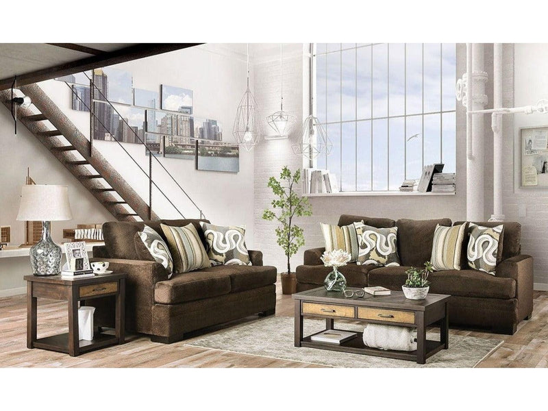 Taliyah -  Brown - Stationary Sofa & Loveseat - 2pc - Ornate Home