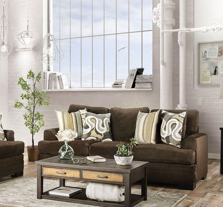 Taliyah -  Brown - Stationary Sofa & Loveseat - 2pc - Ornate Home