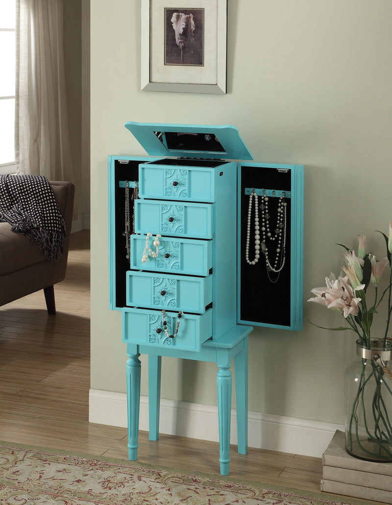 Tammy Light Blue Jewelry Armoire - Ornate Home