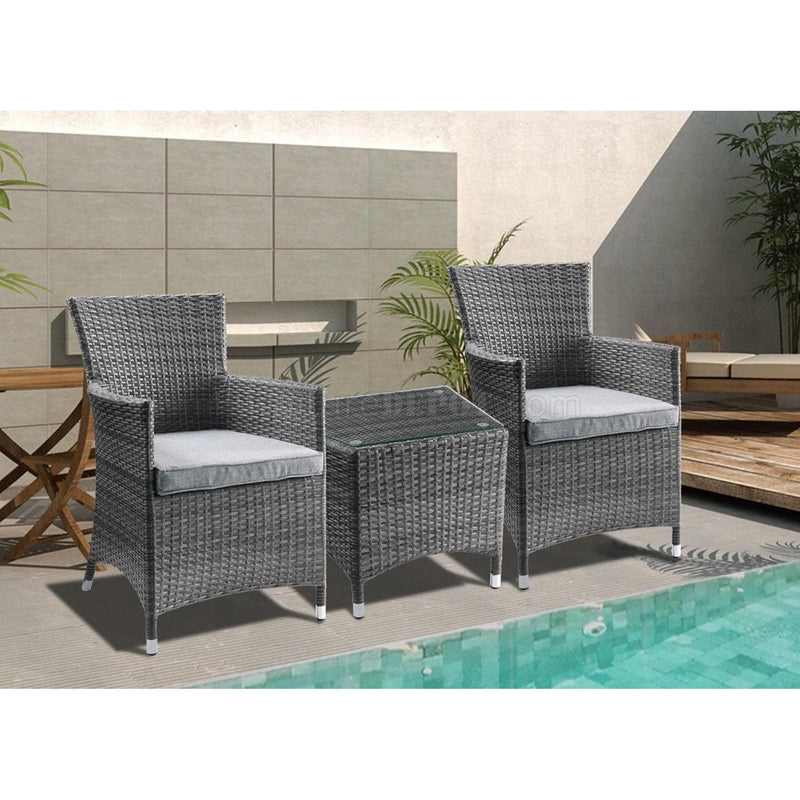 Tashelle - Gray - Patio Bistro Set - 3pc Set - Ornate Home