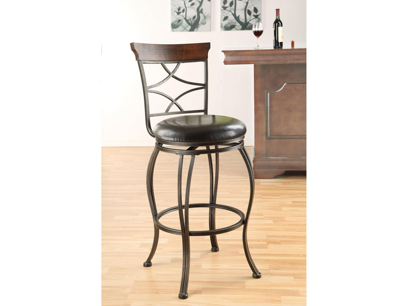 Tavio Espresso PU & Antique Bronze Bar Chair - Ornate Home