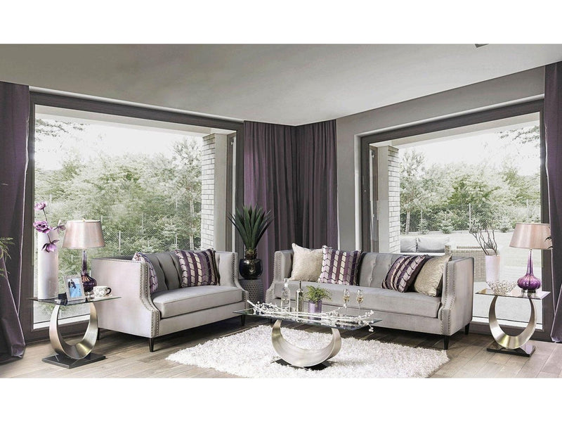 Tegan - Gray - Stationary Sofa & Loveseat - 2pc - Ornate Home