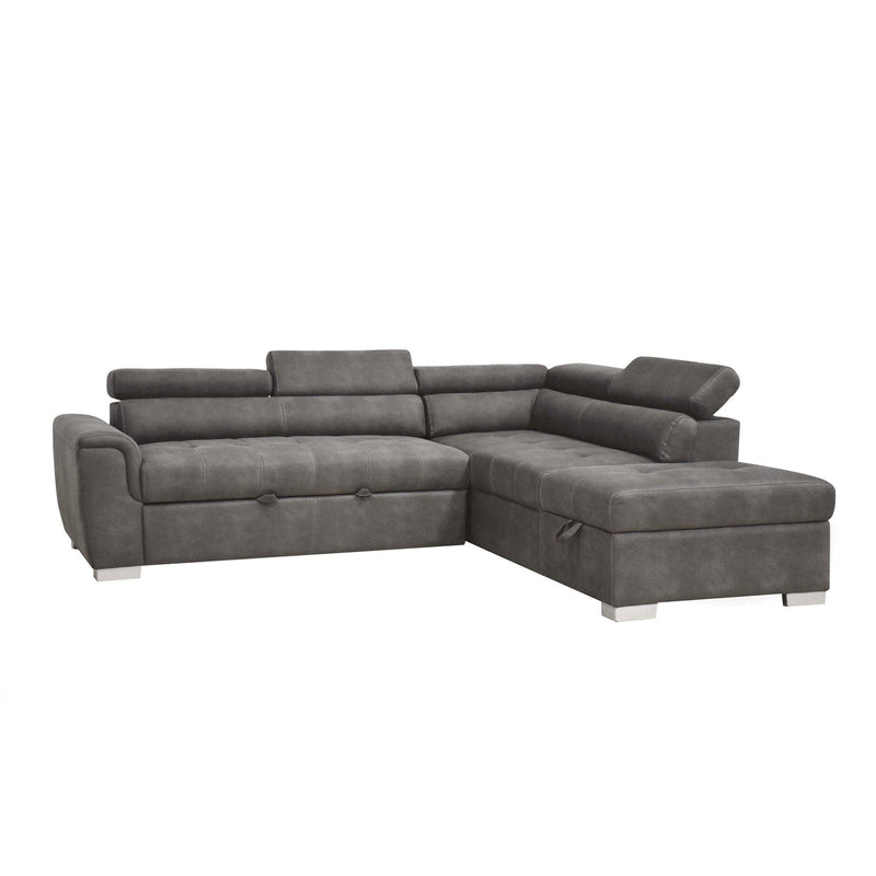 Thelma - Gray -  Sleeper Sectional Sofa w/ Storage Ottoman - Ornate Home