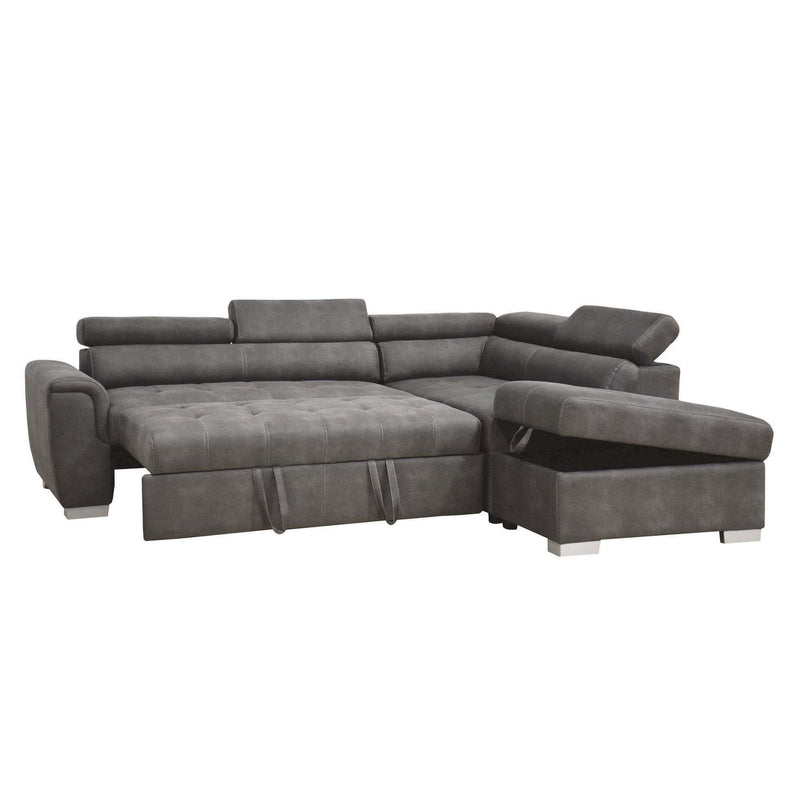 Thelma - Gray -  Sleeper Sectional Sofa w/ Storage Ottoman - Ornate Home