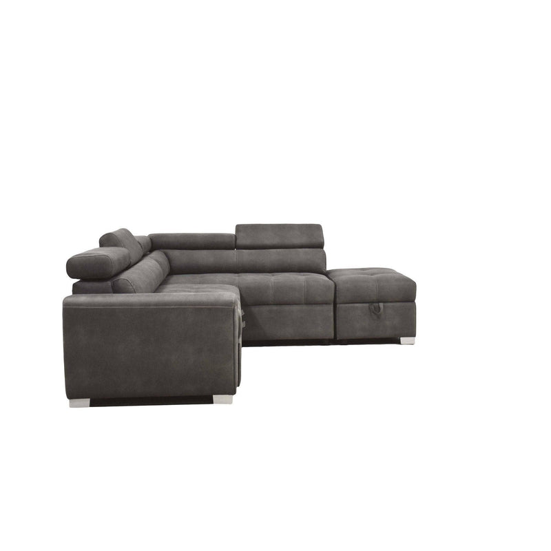 Thelma - Gray -  Sleeper Sectional Sofa w/ Storage Ottoman - Ornate Home