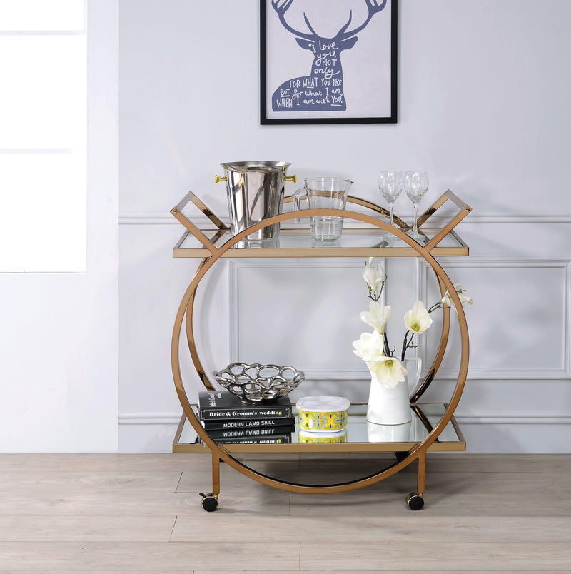 Traverse Champagne & Mirrored Serving Cart - Ornate Home