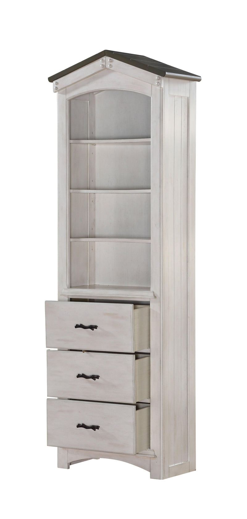 Tree House Weathered White & Washed Gray Bookcase - Ornate Home