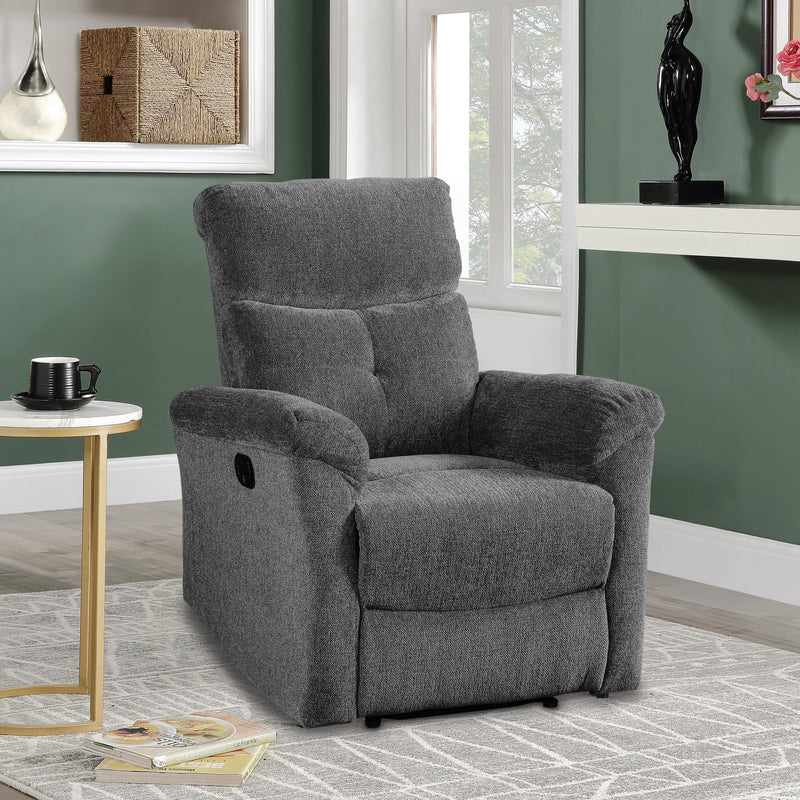 Treyton Gray Chenille Glider Recliner - Ornate Home