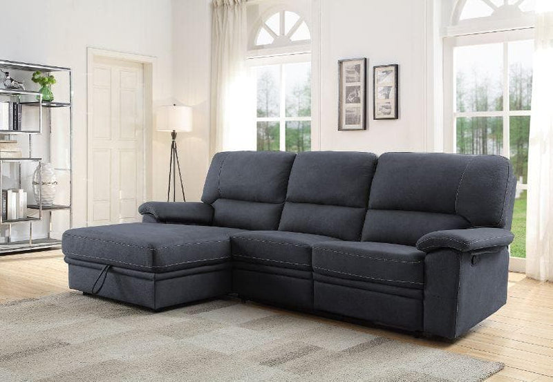 Trifora - Dark Gray Fabric -  Reclining Sectional Sofa w/Storage - Ornate Home