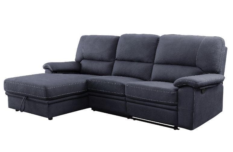 Trifora - Dark Gray Fabric -  Reclining Sectional Sofa w/Storage - Ornate Home