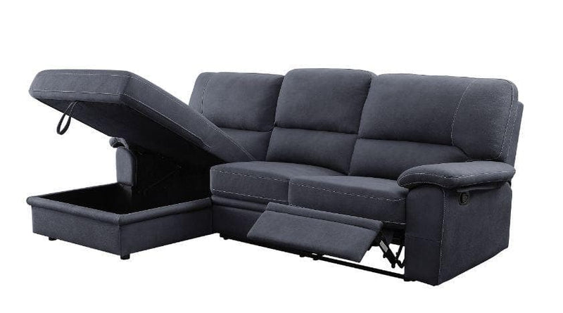 Trifora - Dark Gray Fabric -  Reclining Sectional Sofa w/Storage - Ornate Home