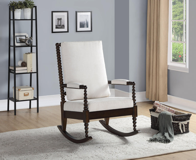 Tristin Cream Fabric & Walnut Rocking Chair - Ornate Home