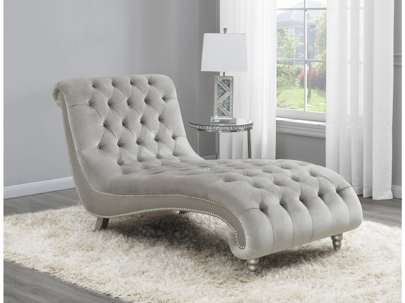 Tufted - Gray - Oversized Lounge Armless Chaise - Ornate Home