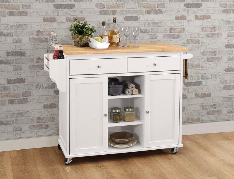 Tullarick Natural & White Kitchen Cart - Ornate Home