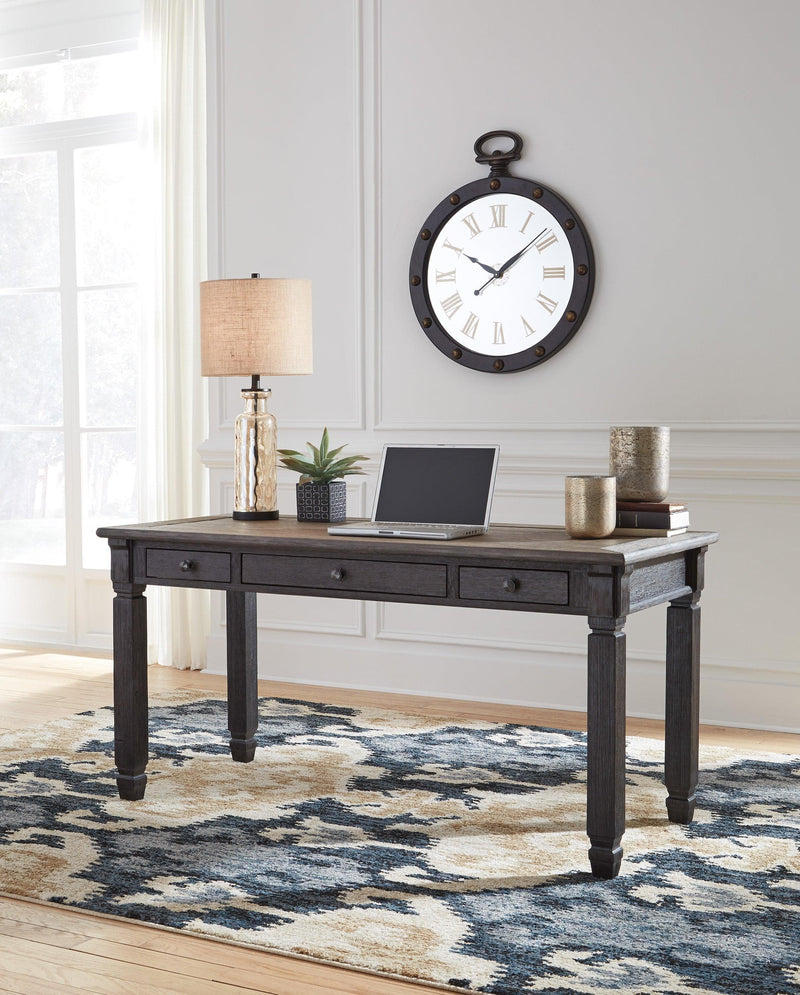 Tyler Creek 60" Home Office Desk - Weathered Gray-Brown/Black - Ornate Home