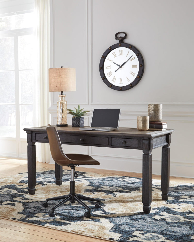 Tyler Creek 60" Home Office Desk - Weathered Gray-Brown/Black - Ornate Home