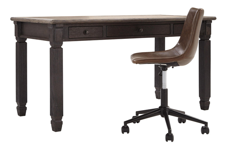 Tyler Creek 60" Home Office Desk - Weathered Gray-Brown/Black - Ornate Home