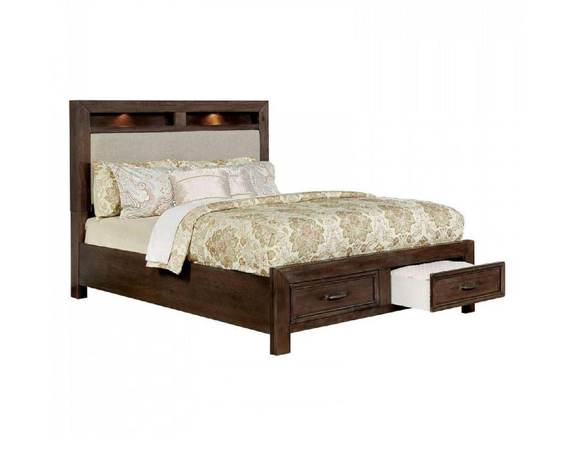 Tywyn - Dark Oak - Queen Bed w/ Storage & LED - Ornate Home