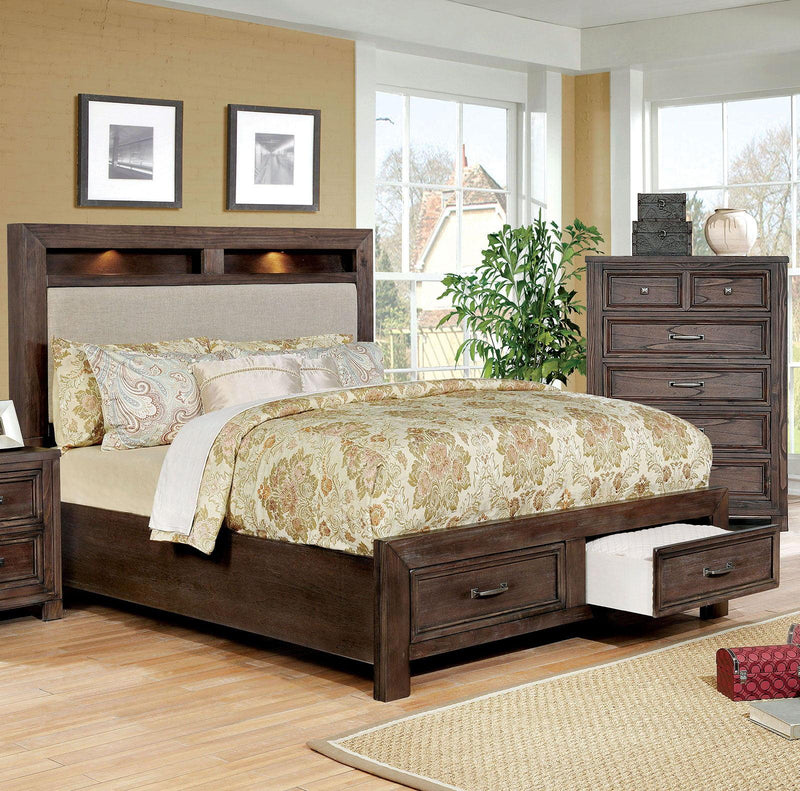 Tywyn - Dark Oak - Queen Bed w/ Storage & LED - Ornate Home