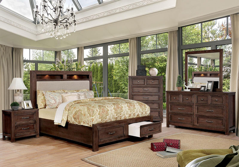 Tywyn - Dark Oak - Queen Bed w/ Storage & LED - Ornate Home