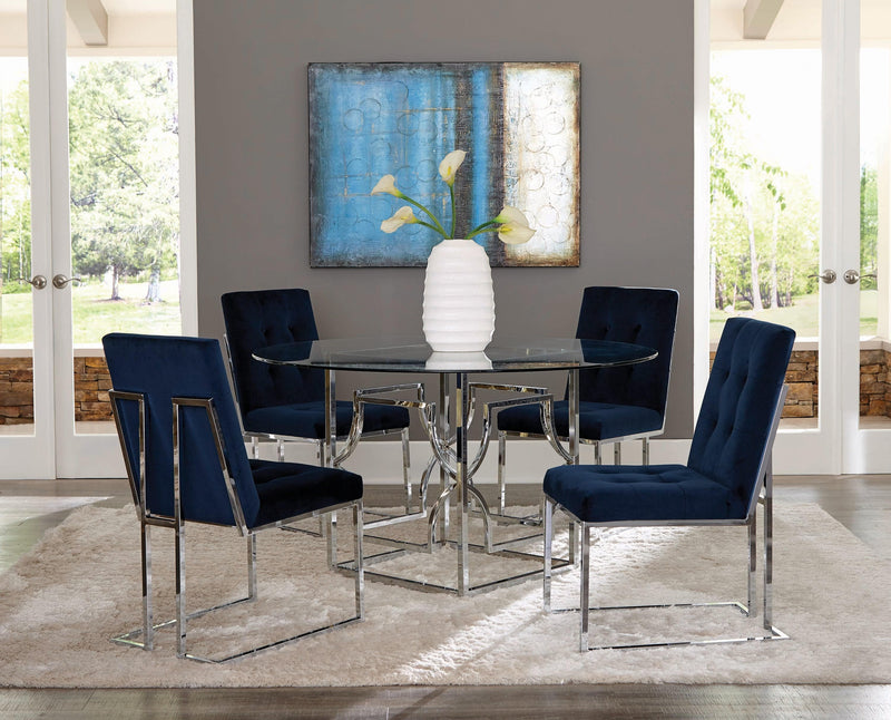 Ronan - Ink Blue & Chrome - Dining Chairs (Set Of 2) - Ornate Home