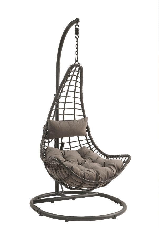 Uzae - Gray - Patio Swing Chair w/ Stand - Ornate Home