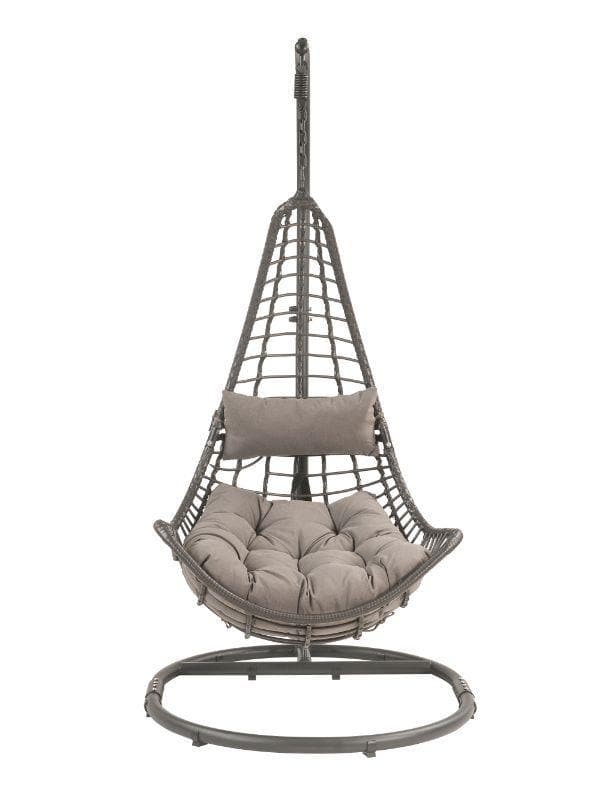 Uzae - Gray - Patio Swing Chair w/ Stand - Ornate Home