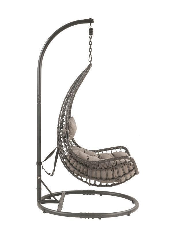 Uzae - Gray - Patio Swing Chair w/ Stand - Ornate Home