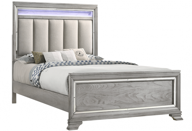 Vail Gray LED King Panel Bed - Ornate Home