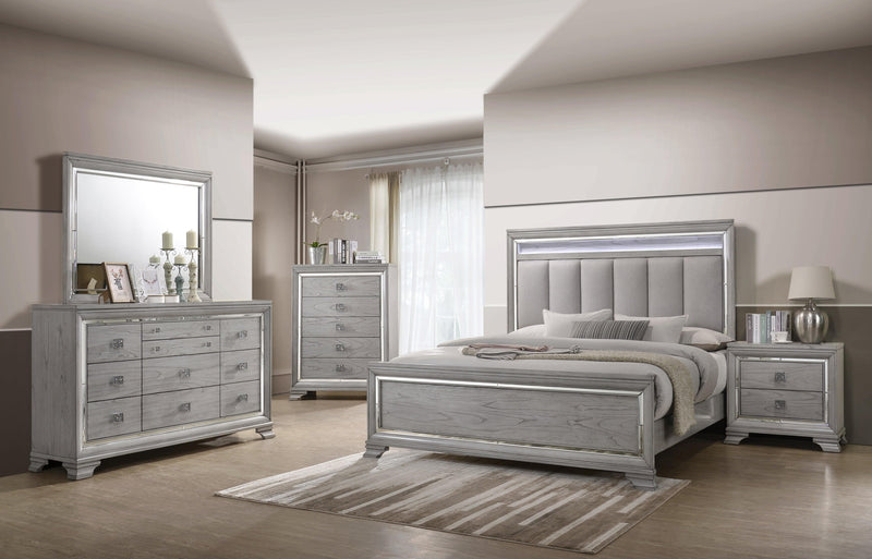 Vail Gray LED Panel Bedroom Set - Ornate Home