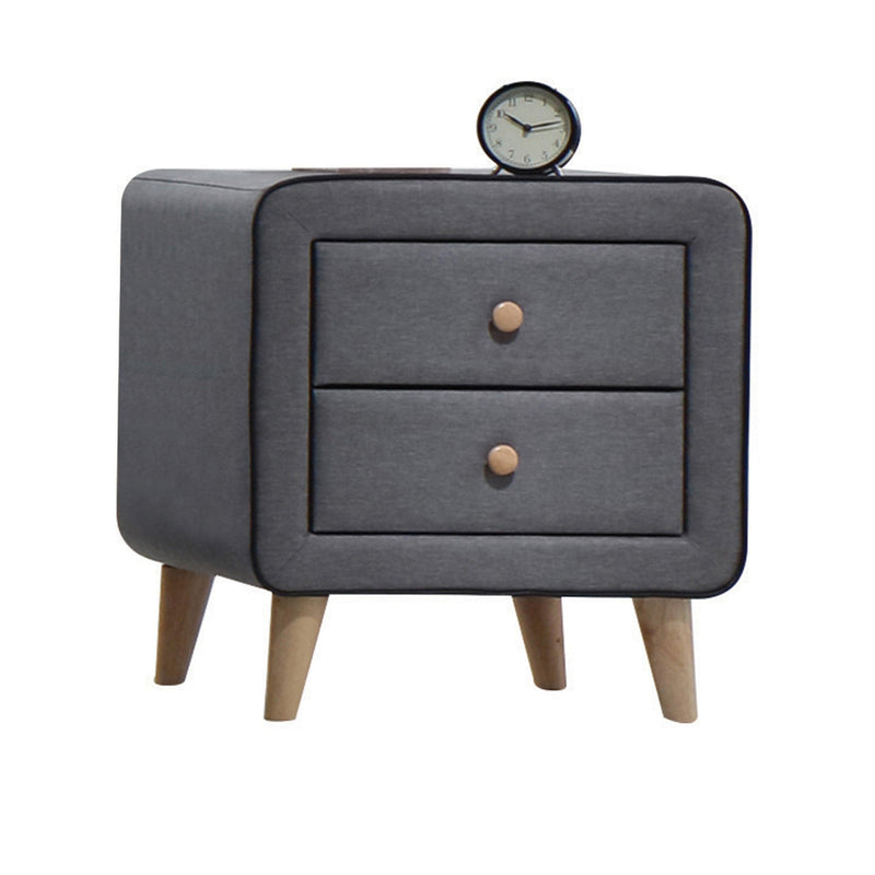 Valda Light Gray Fabric Nightstand - Ornate Home