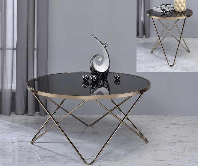 Valora - Champagne & Black Glass - Coffee Table - Ornate Home