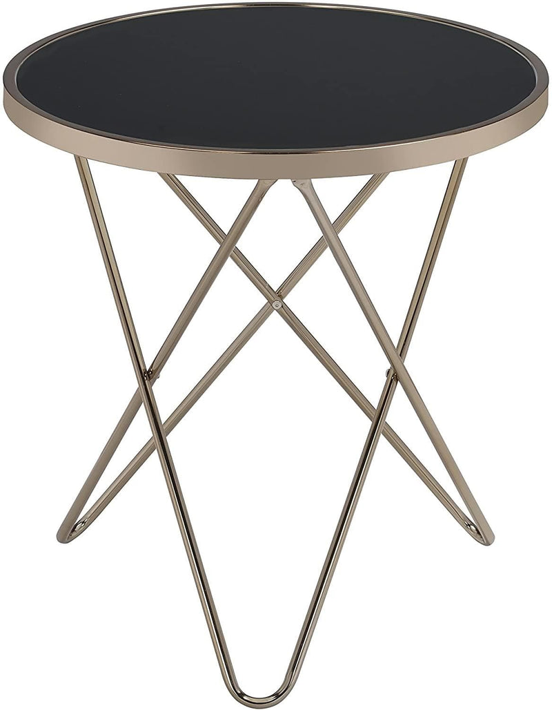 Valora - Champagne & Black Glass - End Table - Ornate Home