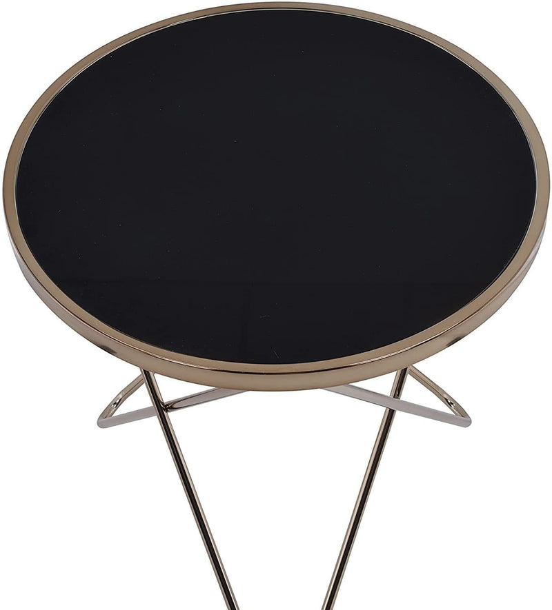 Valora - Champagne & Black Glass - End Table - Ornate Home