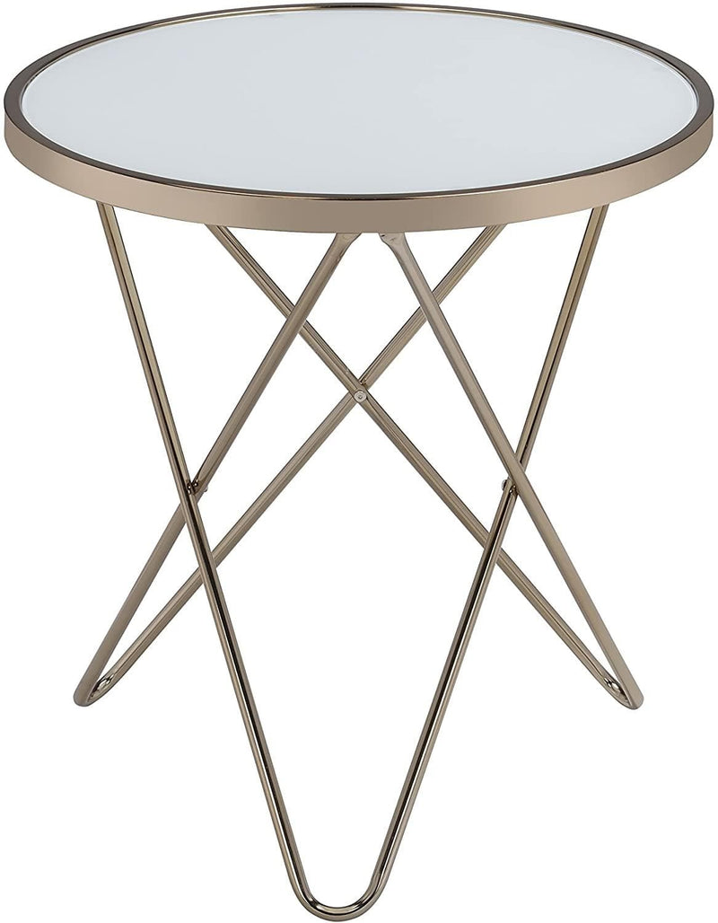 Valora - Champagne & Frosted Glass - End Table - Ornate Home