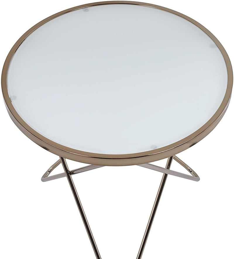 Valora - Champagne & Frosted Glass - End Table - Ornate Home