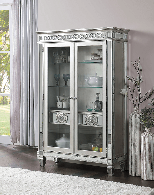 Varian Mirrored & Antique Platinum Curio - Ornate Home