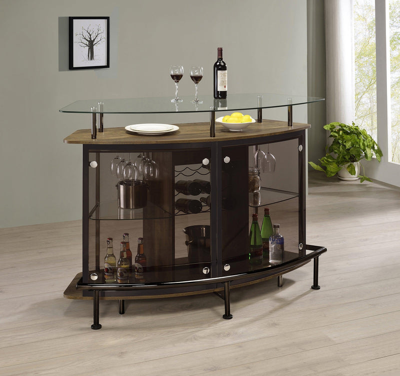 Varo - Brown & Black - Glass Top Bar Unit - Ornate Home