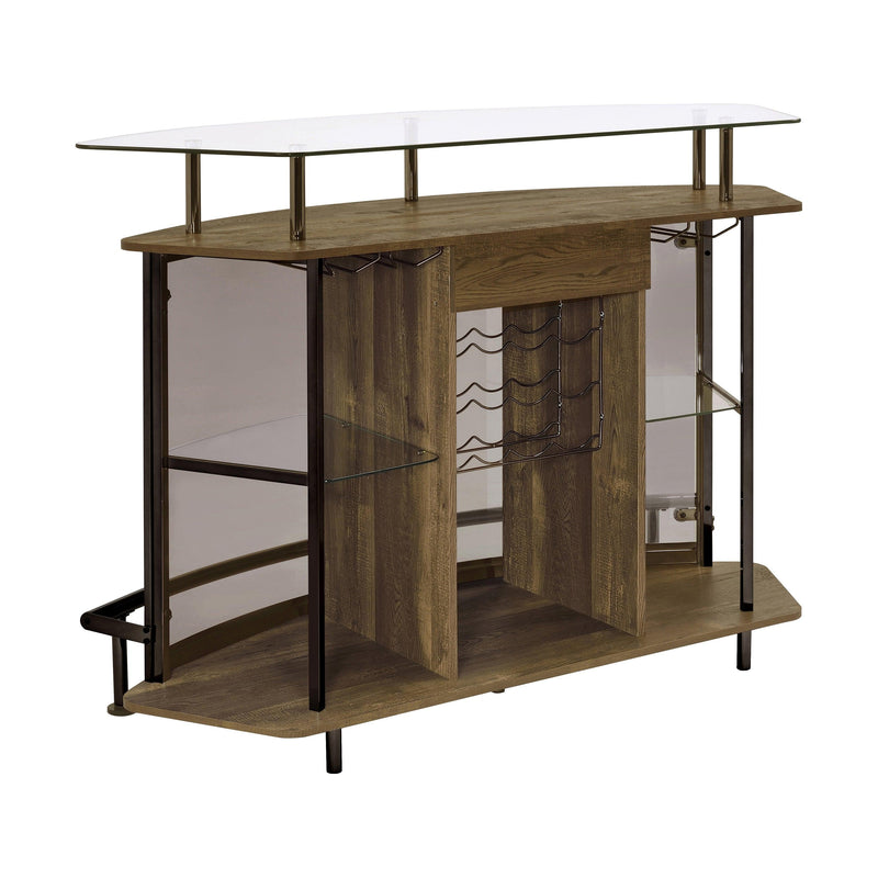 Varo - Brown & Black - Glass Top Bar Unit - Ornate Home